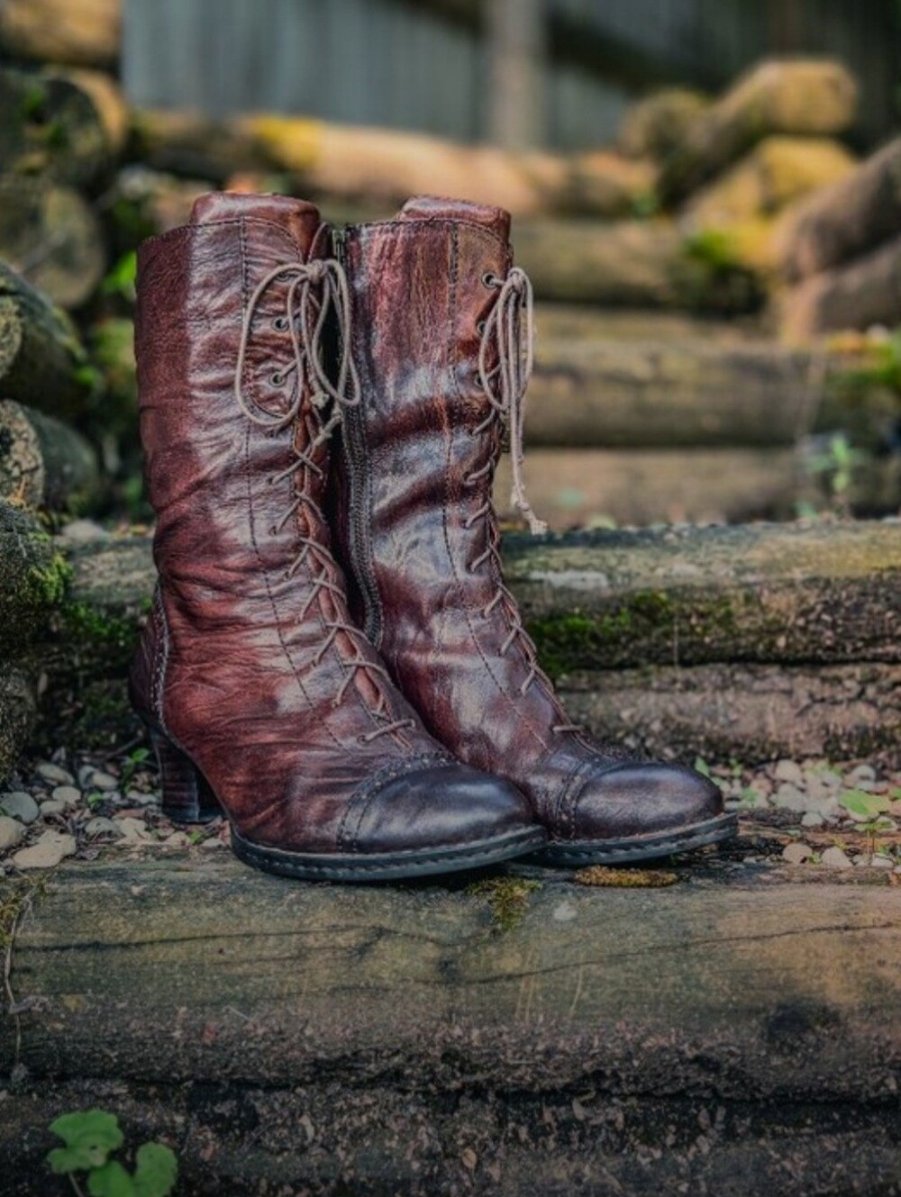 Born Womens Brown Lace-Up Leather Heeled Boots